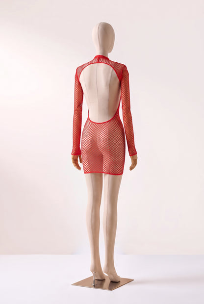 Vestido de rejilla con espalda abierta Alina