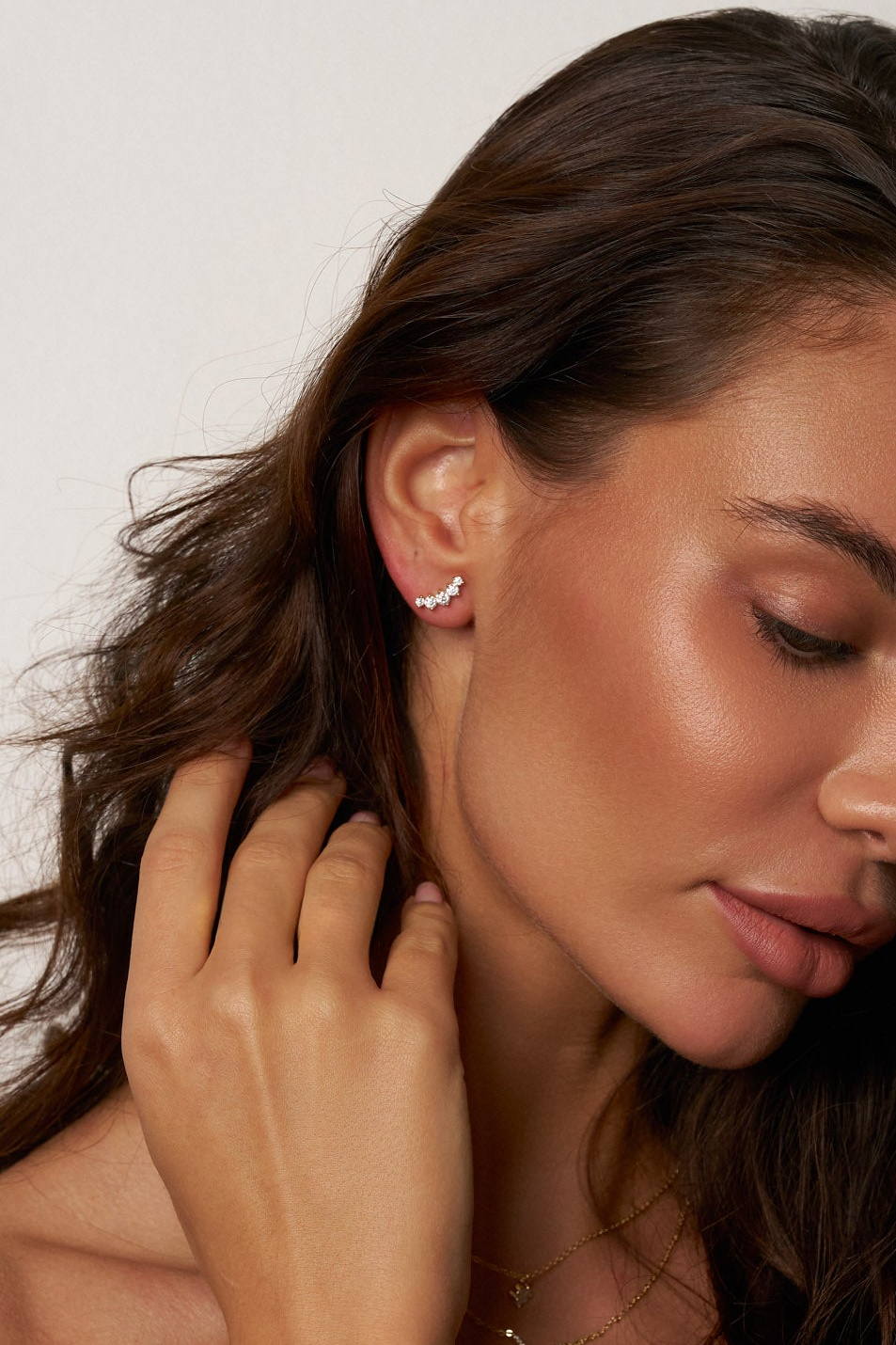 Carina Moissanite Arc Stud Earrings