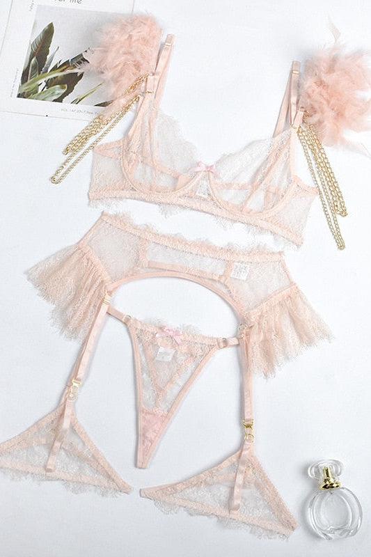 Exotic Chic Feather Lingerie Set