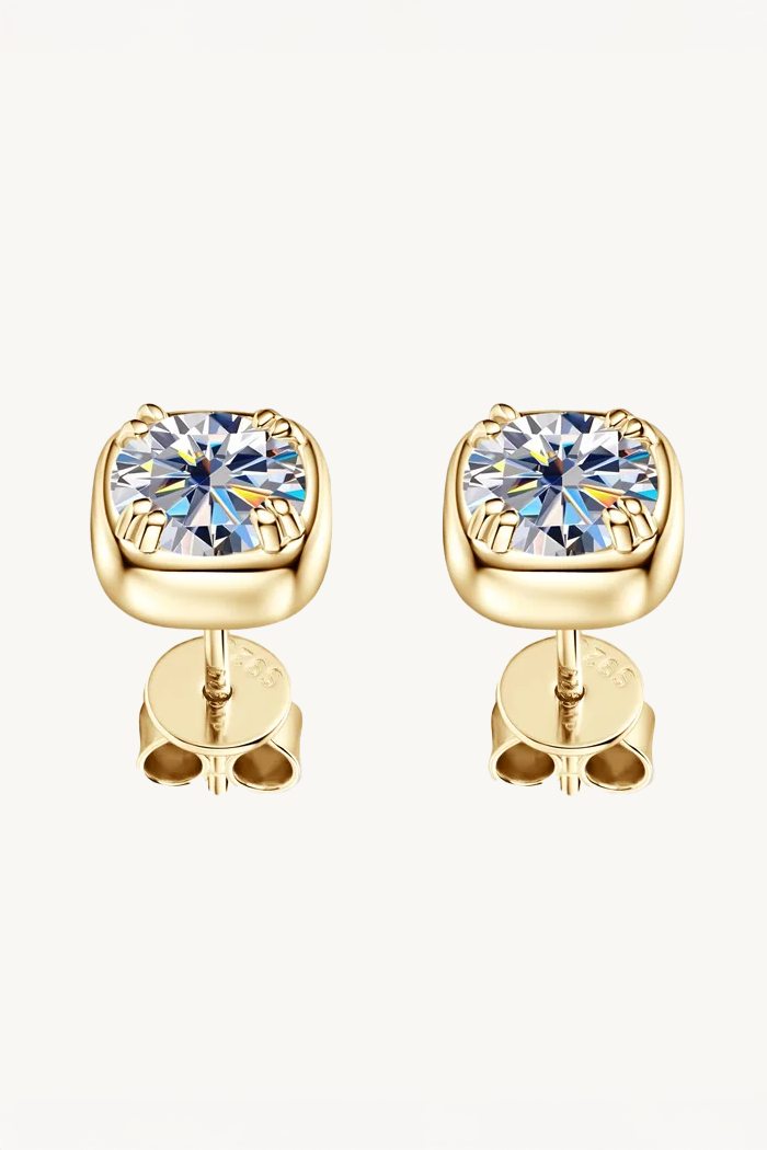 Moissanite Cushion Stud Earrings