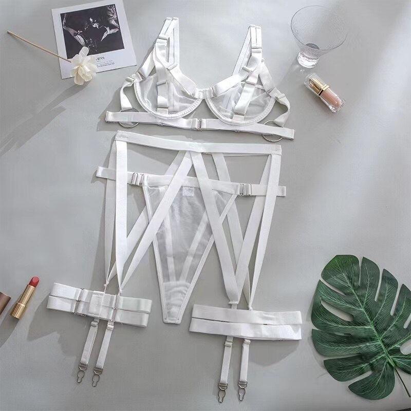 Tessa Transparent White Lingerie Set